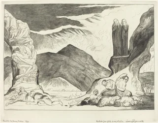 Förfalskarnas cirkel; Dante och Virgil täcker näsan på grund av stanken