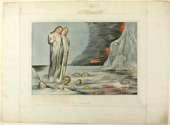 Förrädarnas cirkel; Dantes fot slår till mot Bocca degli Abbate. Inferno, vers XXXII