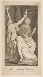 Lucretias död, från Allens nya och opartiska romerska historia, 1797.