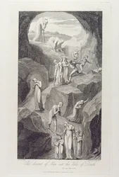 Människans nedstigning i dödsskuggans dal, plansch 8, illustration ur ”The Grave, A Poem” av William Blake (1757-1827), graverad av Luigi Schiavonetti (1765-1810), 1808