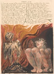 Urizens första bok, plåt 10, "7. Från hålorna i hans ledrygg...." (Bentley 11)