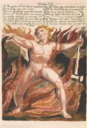 Urizens första bok, plåt 15, "8. Livsklotet blod darrade ...." (Bentley 18)