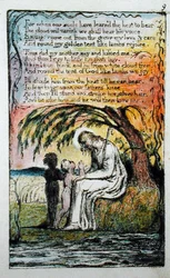 ”Den lille svarta pojken”, plansch 9 (Bentley 10) ur ”Sånger om oskuld och erfarenhet” (Bentley-exemplar L), 1789-94
