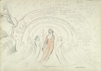 Homeros och andra antika poeters skuggor, illustration till Den gudomliga komedin av Dante Alighieri, 1824-27