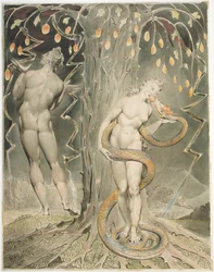 Evas frestelse och syndafall, illustration till Miltons ”Det förlorade paradiset”
