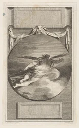 Bevingad figur som flyger genom moln, ca. 1780-87.