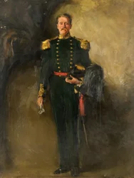 A Man in the Green Uniform of the Scottish Archers, 1900-talet (olja på duk)