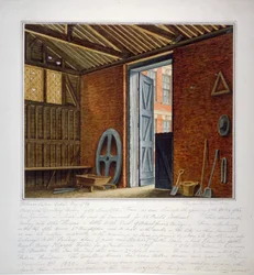 En del av Sir Christopher Wrens boningshus, Southwark, London, 1820.