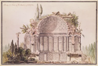 Arkitektonisk ritning för mausoleum för Frederick, Prince of Wales (1707-51), ca 1751