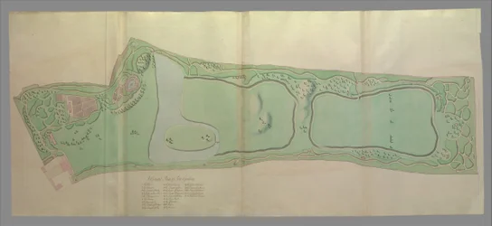 Översiktsplan för trädgårdarna i Kew, 1763.