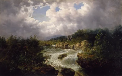The Falls of Tamahaka, Cherokee County, North Carolina, ca 1860-70 (olja på duk)