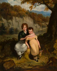 Porträtt av Sir Thomas Moncrieffe Bt. och hans syster när barn, ca 1826 (olja ombord)