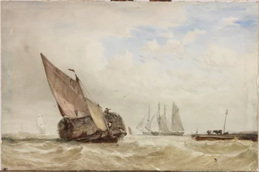 Hayboat (akvarell, bodycolour och skrapning på kartong)