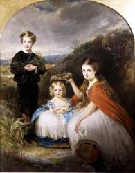 Porträtt av Middleton-barnen: Jessie Caroline (Colla) (f.1851), Alfred Harold (f.1857) och Alice Edith (f.1861) 1864