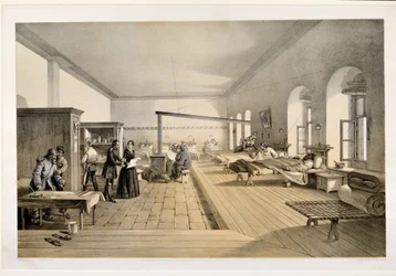 En avdelning på sjukhuset i Scutari, graverad av E. Walker, 1856
