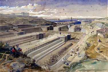 Hamnar vid Sebastopol med ruinerna av Fort St Paul, 1855