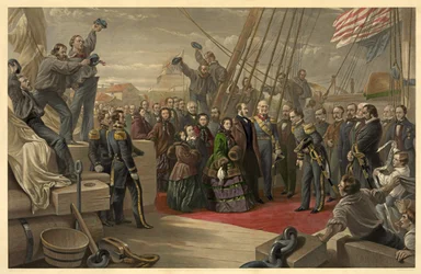 Drottning Victoria på besök hos HMS Resolute, 16 december 1856, publicerad 1859