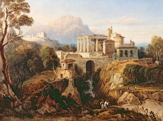 Ett grekiskt tempel (akvarell på papper)