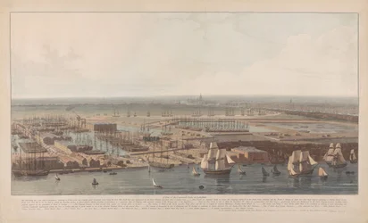 Utsikt över handelsdockorna vid Rotherhithe