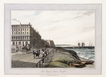 Nära Regents Square, Brighton, ca 1814-1825 (handfärgad akvatint, grå tvätt)