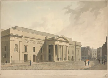 Vy över östfasaden på det nya Theatre Royal Covent Garden