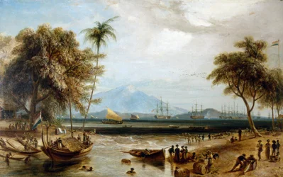 Vattenpost vid Anjer Point, på ön Java (Indonesien)