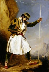 En Evzone (olja på papper)