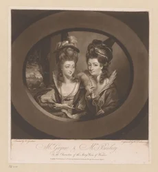 Porträtt av Mary Gwyn och Catherine Bunbury Mrs. Gwynne och Mrs. Bunbury, / i karaktärerna Merry Wives of Windsor (titel på objektet)