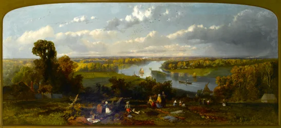 Picknick på Richmond Hill med utsikt över Themsen, Surrey