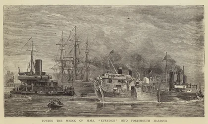 Bogsering av vraket av HMS Eurydice till Portsmouths hamn