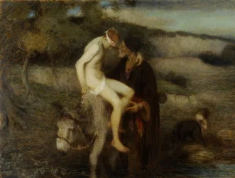 Den barmhärtige samariten, ca 1890 (olja på duk)