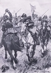 Kavallerikonflikten i Dunbar den 3 september 1650, illustration från brittiska striderna på land och hav, 1915