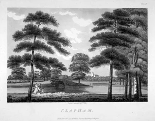 Utsikt över Clapham, London, 1792