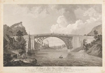 Utsikt över Cast Iron Bridge nära Coalbrookdale
