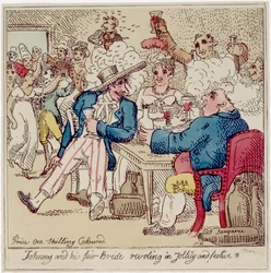 Johnny and his Fair Bride Reveling in Jollity and Festive, från "The Adventures of Johnny Newcome", publicerad 1812 (etsning med wc)