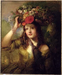 Miss Lewis som blomsterflicka (olja på duk)