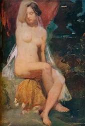 Kvinna vid en fontän, c1840.