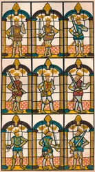 Målat fönster - Two Saxon Earls of Mercia, and Seven Norman Earls of Chester, 1808 1845