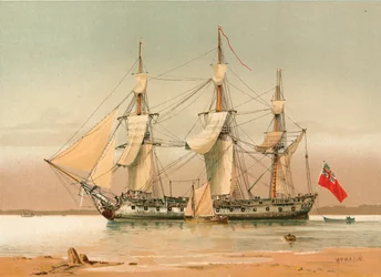 En fregatt med 42 kanoner omkring 1780