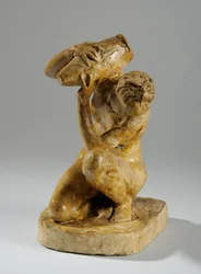 Maquette för en statyett av en kvinna som tvättar