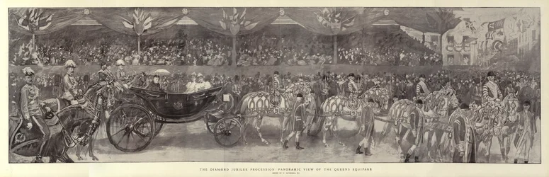Diamond Jubilee Procession, panoramautsikt över Queens Equipage