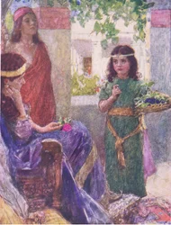 Naamans hustrus lilla piga, från The Bible Story publicerad av Hodder & Stoughton, ca 1930
