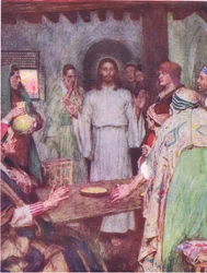 Sedan kom Jesus och stod mitt ibland, från The Bible Story publicerad av Hodder & Stoughton, c.1930
