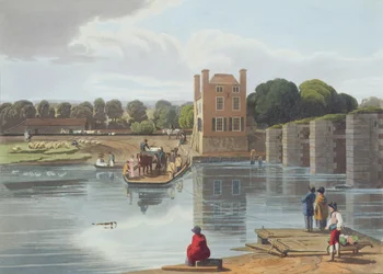 Datchet Ferry, nära Windsor, graverad av Robert Havell den yngre (1793-1878), publicerad 1818 (akvatint)