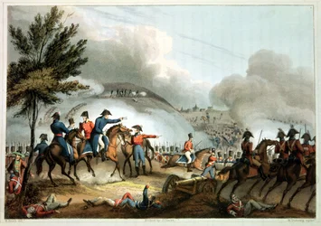 Slaget vid Salamanca, 22 juli 1812, etsat av J. Clarke, färgat av M. Dubourg (akvatint)
