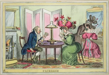 Cribbage, publicerad av Thomas McLean, London (färgad etsning)