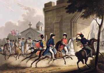 Lord Wellingtons intåg i Salamanca i spetsen för ett regemente av husarer, 20 maj 1813, från 
