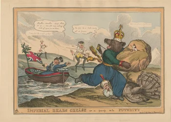 Imperial Bears Grease Grekland eller en titt in i framtiden. Karikatyr om det rysk-turkiska kriget, 1828.