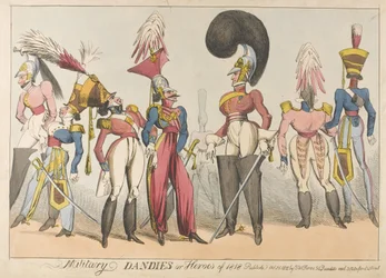Militära dandies eller hjältar från 1818, 1818 (färgad etsning)