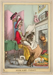 Miss-Ann-Thropy, utgiven av Thomas McLean, London (färgad etsning)